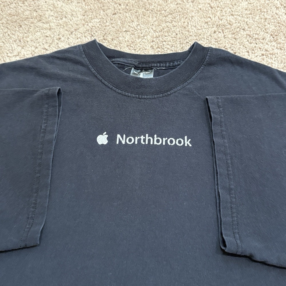 Vintage Y2K Apple Computer Promo T Shirt Men's XL Black Northbrook Tech Video
